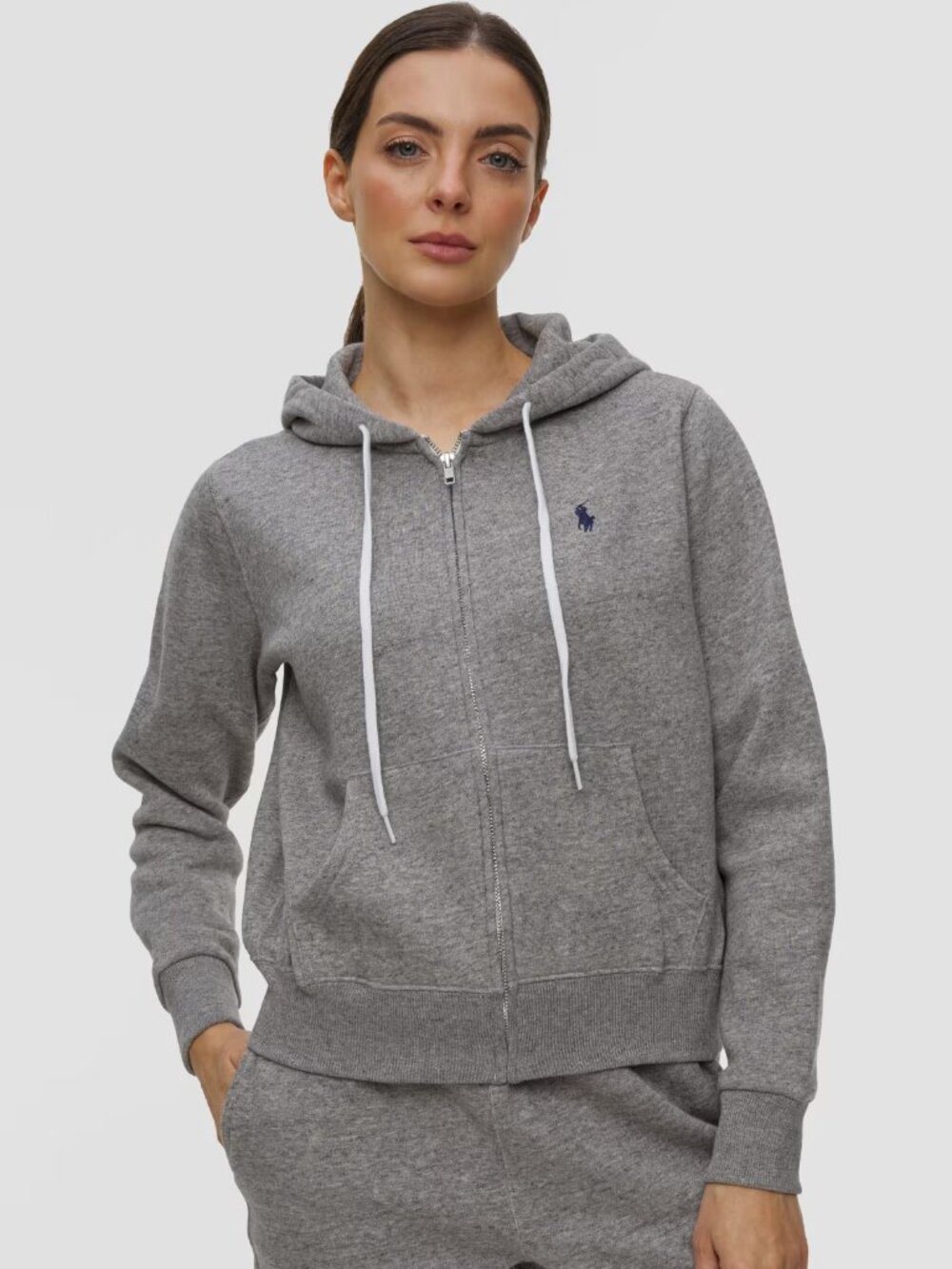 Polo Ralph Lauren Women's heather gray Full -Zip Fleece Hoodie Size M